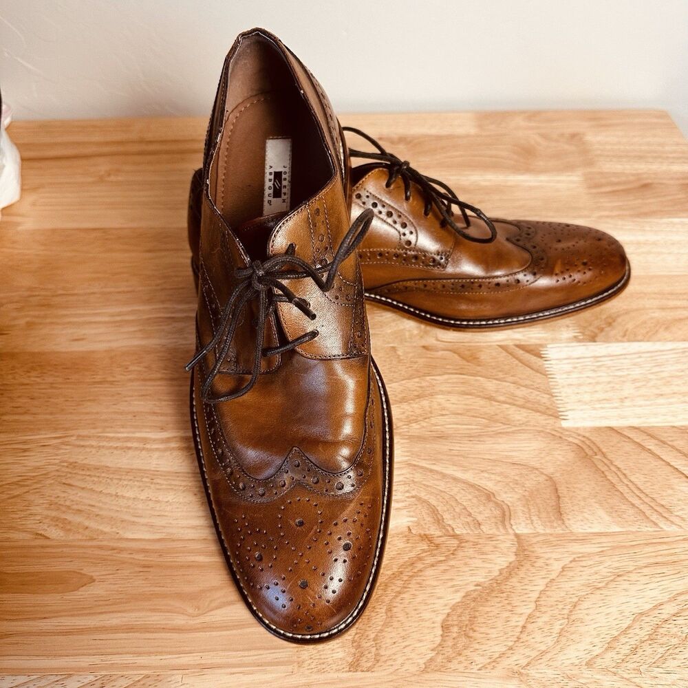 Joseph Abboud Shoes Men’s 11 Brown Leather Wingtip Oxfords Lace Up